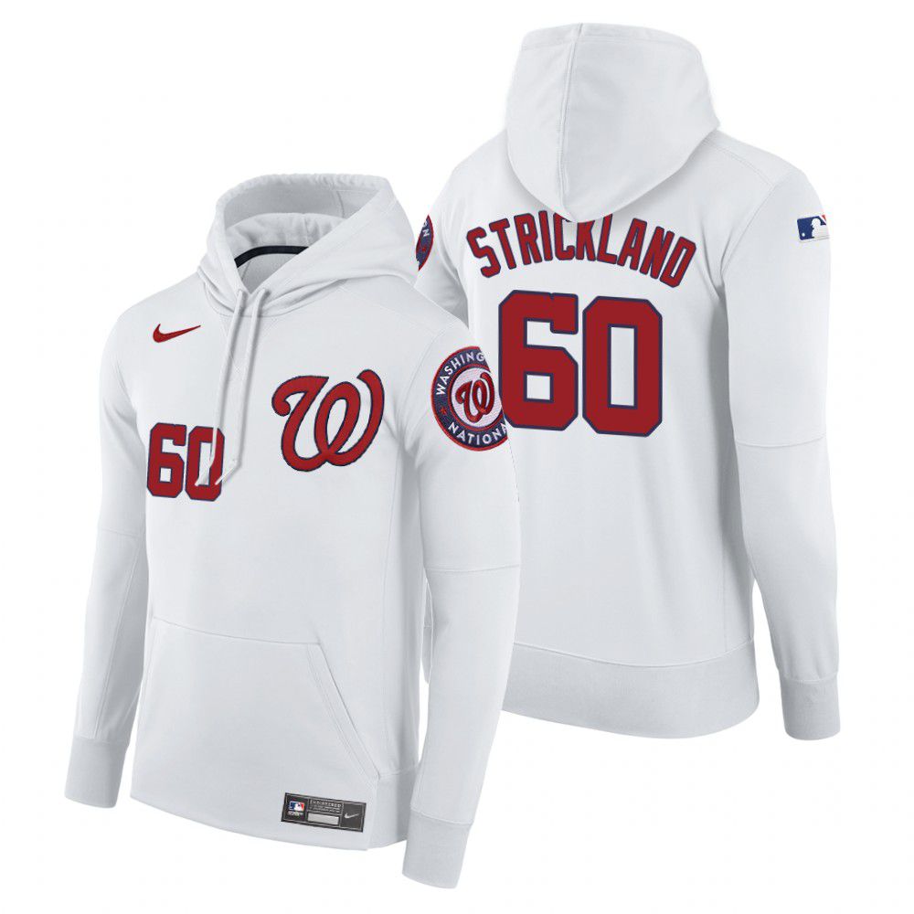 Men Washington Nationals 60 Strickland white home hoodie 2021 MLB Nike Jerseys